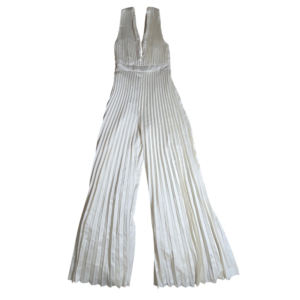 Abercrombie & Fitch A&F Giselle Pleated Jumpsuit ST Satin Wide Leg Old Hollywood